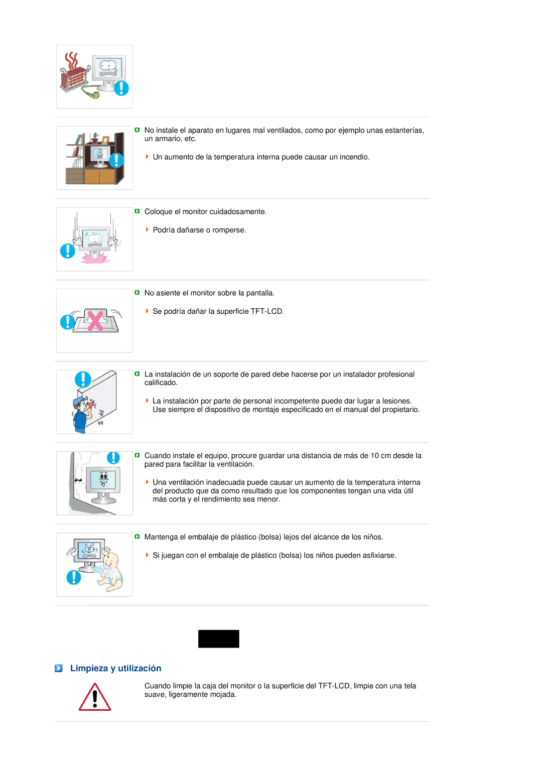 Samsung LS22MEWSFV/EDC, LS20MEWSFV/EDC, LS22MEHSFV/EDC, LS20MEHSFV/EDC manual Limpieza y utilización 