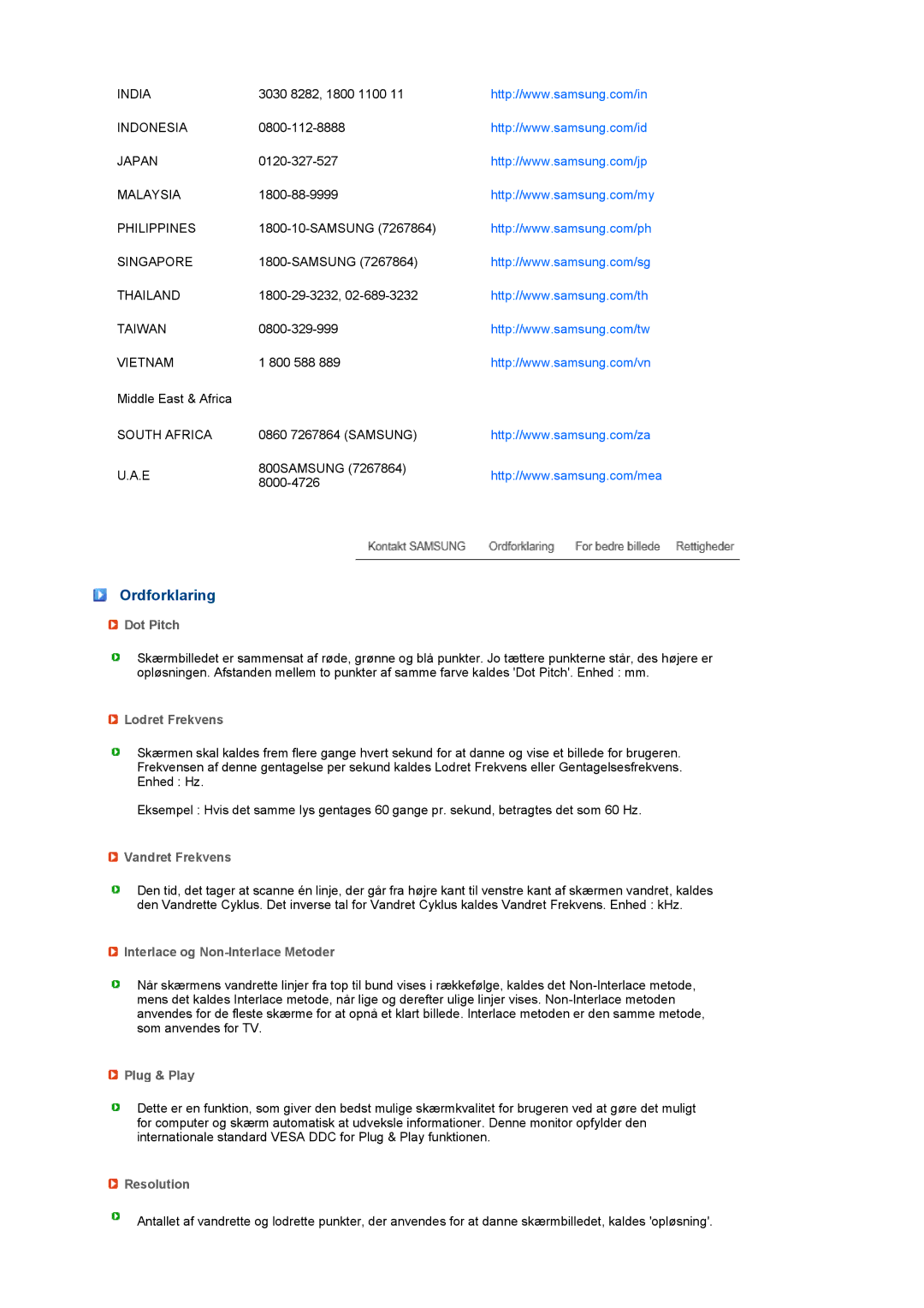 Samsung LS20MEWSFV/EDC, LS22MEWSFV/EDC, LS22MEHSFV/EDC, LS20MEHSFV/EDC manual Ordforklaring 