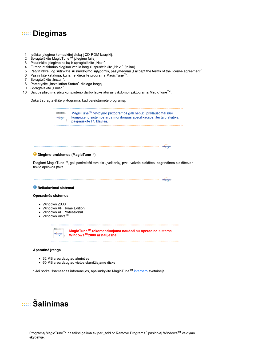 Samsung LS22MEWSFV/EDC, LS20MEWSFV/EDC, LS22MEHSFV/EDC, LS20MEHSFV/EDC manual Diegimas 