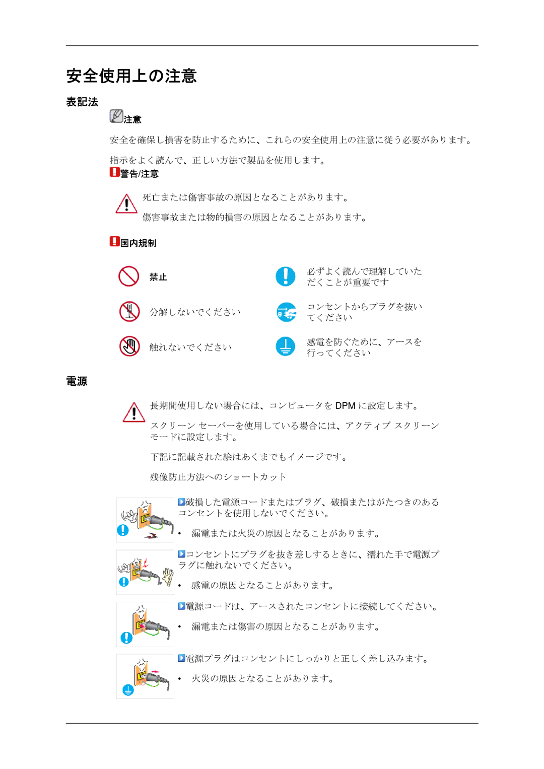 Samsung LS20MYDKBQ/XSJ manual 安全使用上の注意, 表記法 