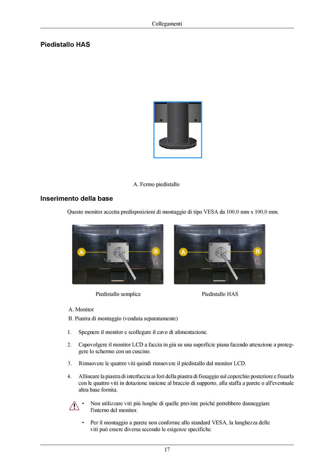 Samsung LS22MYMEBQ/EDC, LS20MYMEBQ/EDC, LS22MYMEBCA/EN manual Piedistallo has 