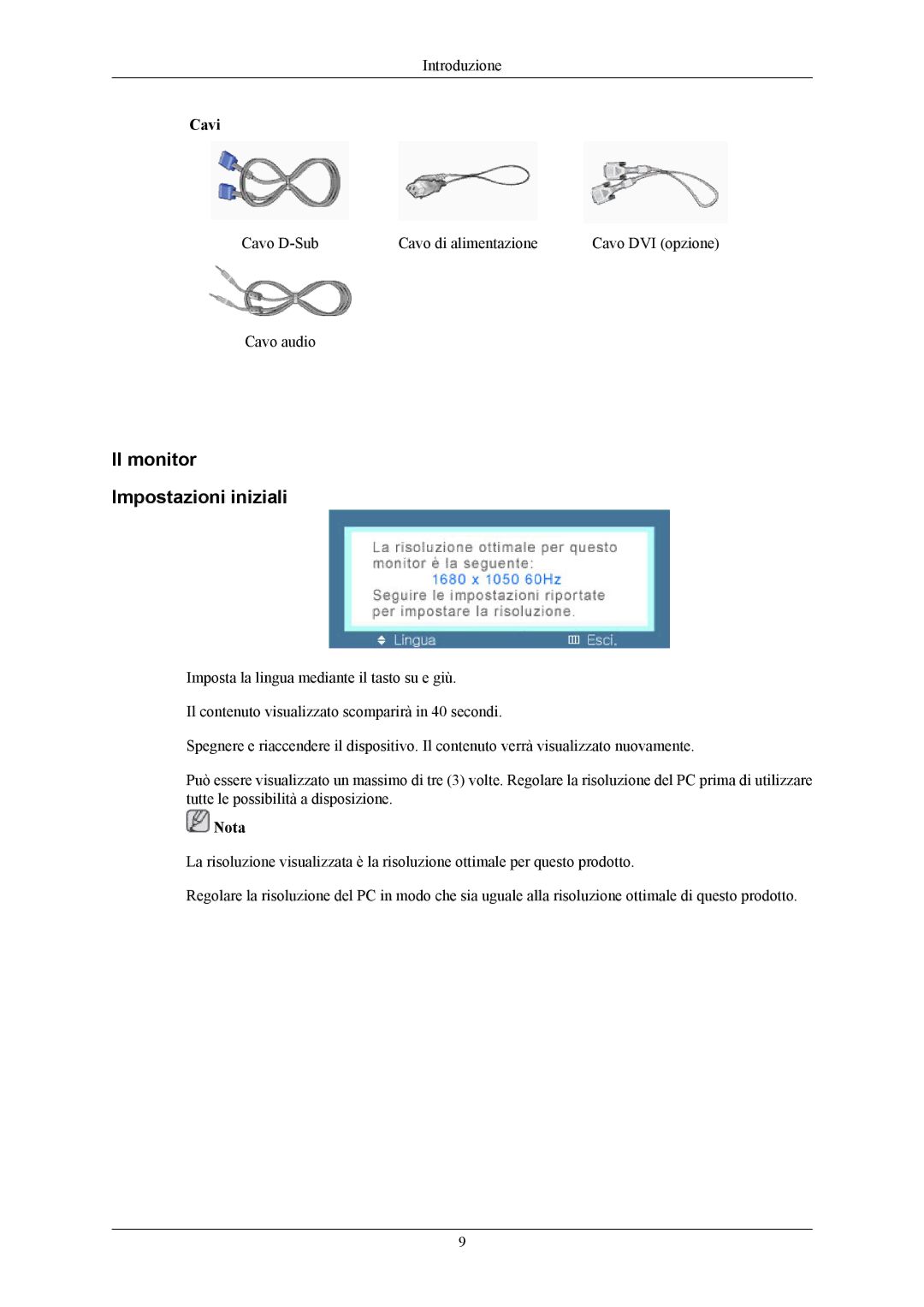 Samsung LS20MYMEBQ/EDC, LS22MYMEBCA/EN, LS22MYMEBQ/EDC manual Il monitor Impostazioni iniziali 