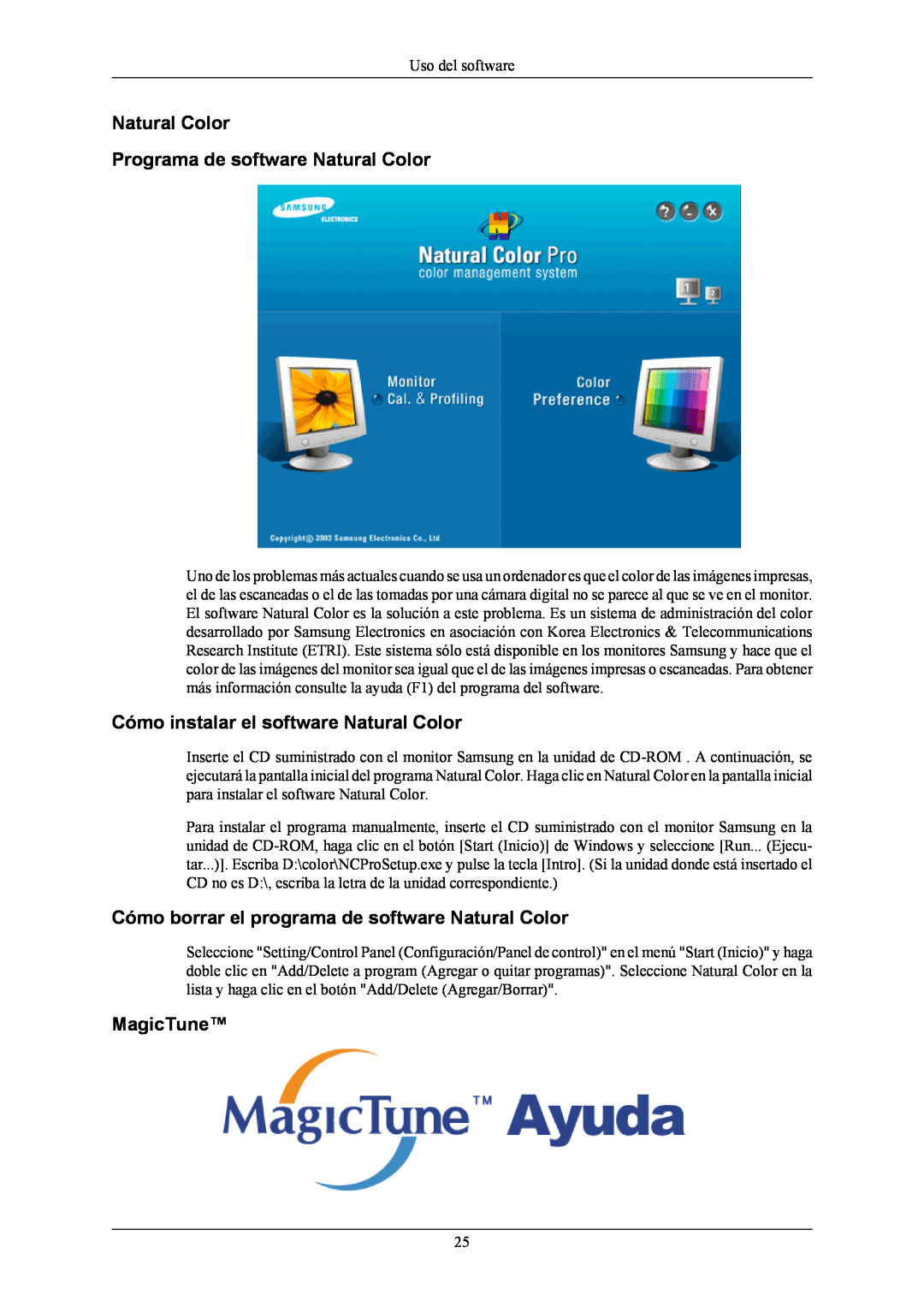 Samsung LS20MYNKBB/EDC manual Natural Color Programa de software Natural Color, Cómo instalar el software Natural Color 