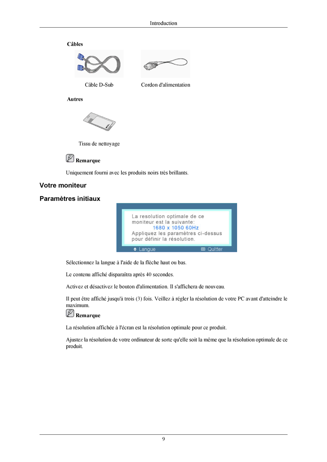 Samsung LS20MYNKS/EDC, LS20MYNKB/EDC, LS20MYNKBB/EDC, LS20MYNKF/EDC, LS20MYNKBBHEDC manual Votre moniteur Paramètres initiaux 