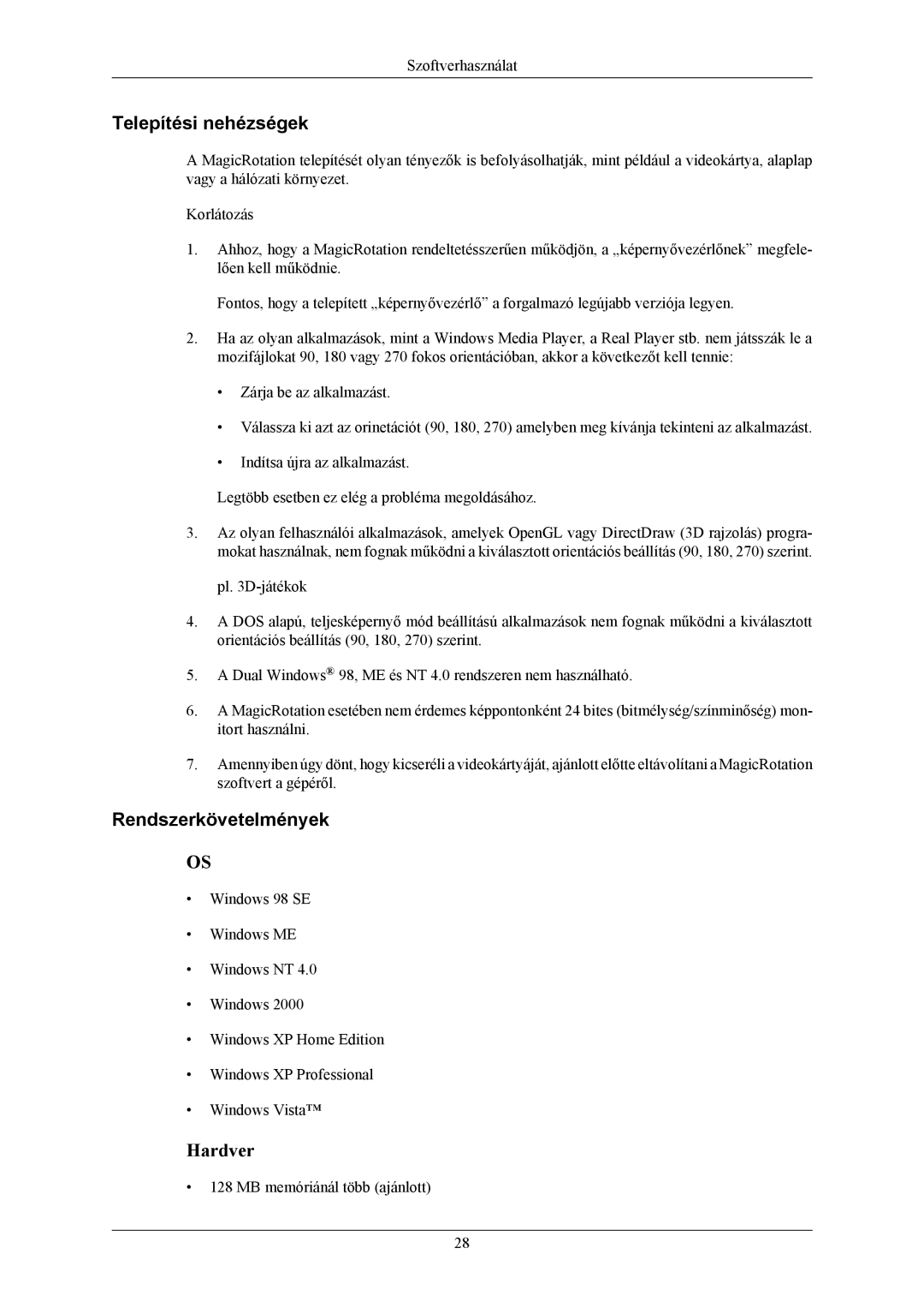 Samsung LS20MYNKB/EDC, LS20MYNKSB/EDC, LS20MYNKBB/EDC, LS20MYNKF/EDC, LS20MYNKS/EDC manual MB memóriánál több ajánlott 