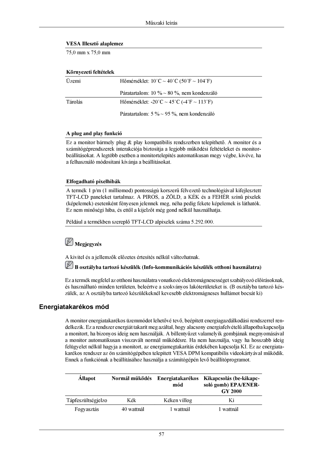 Samsung LS20MYNKBB/EDC, LS20MYNKSB/EDC, LS20MYNKB/EDC, LS20MYNKF/EDC, LS20MYNKS/EDC, LS20MYNKBBHEDC manual Energiatakarékos mód 