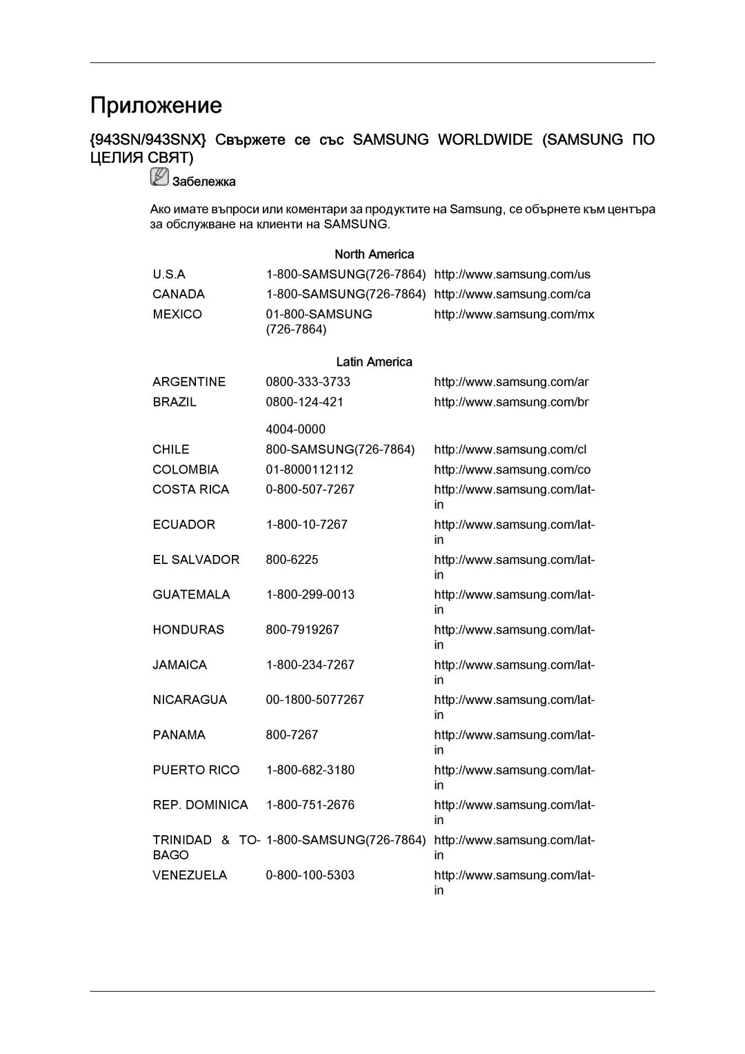 Samsung LS22MYYKBB/EDC, LS20MYYKBB/EDC, LS19MYYKBBA/EN, LS20MYYKBBA/EN, LS19MYYKBB/EDC manual North America, Latin America 