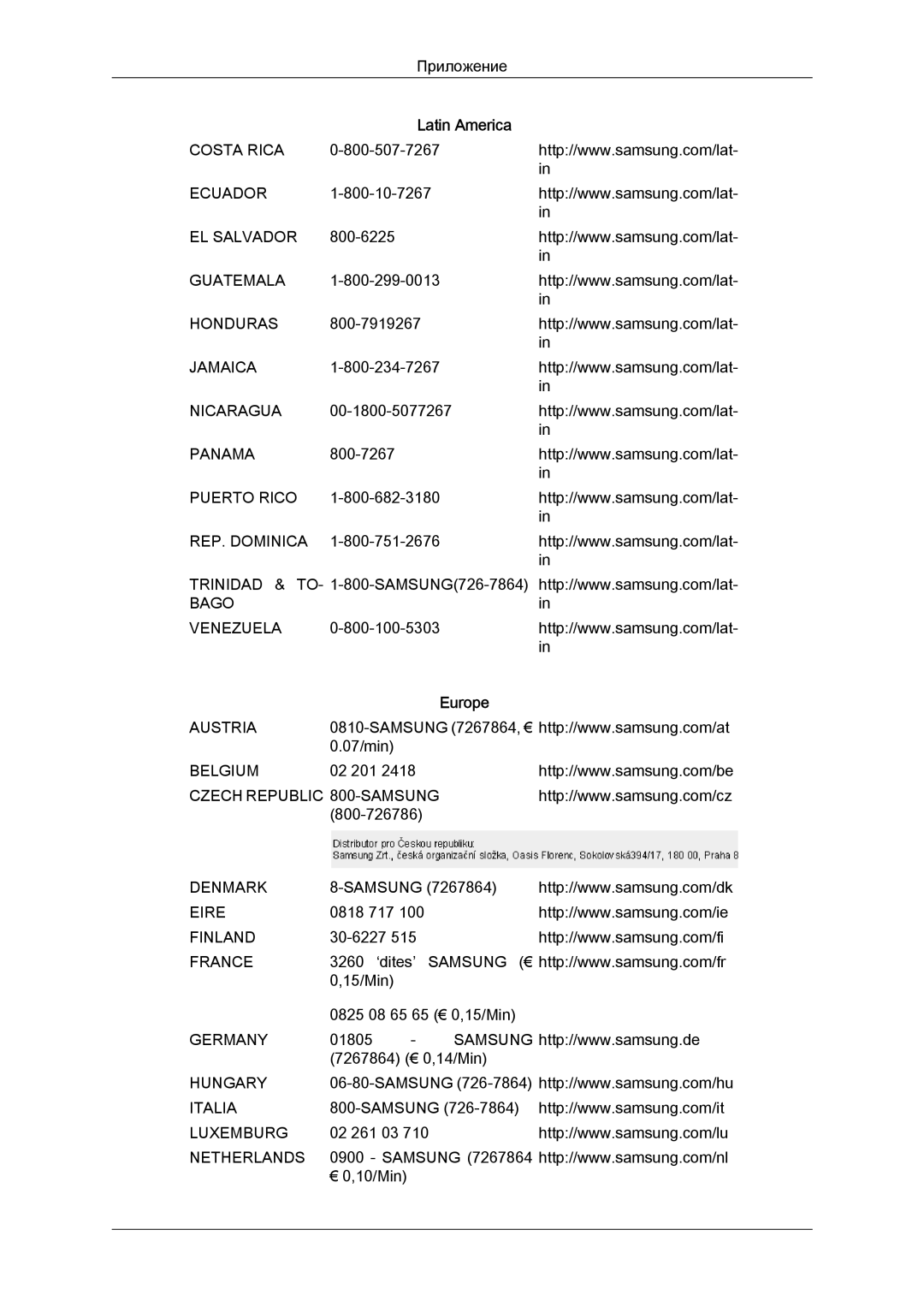 Samsung LS22MYLKFZ/EDC, LS20MYYKBB/EDC, LS22MYYKBB/EDC, LS19MYYKBBA/EN manual Puerto Rico REP. Dominica Bago Venezuela 