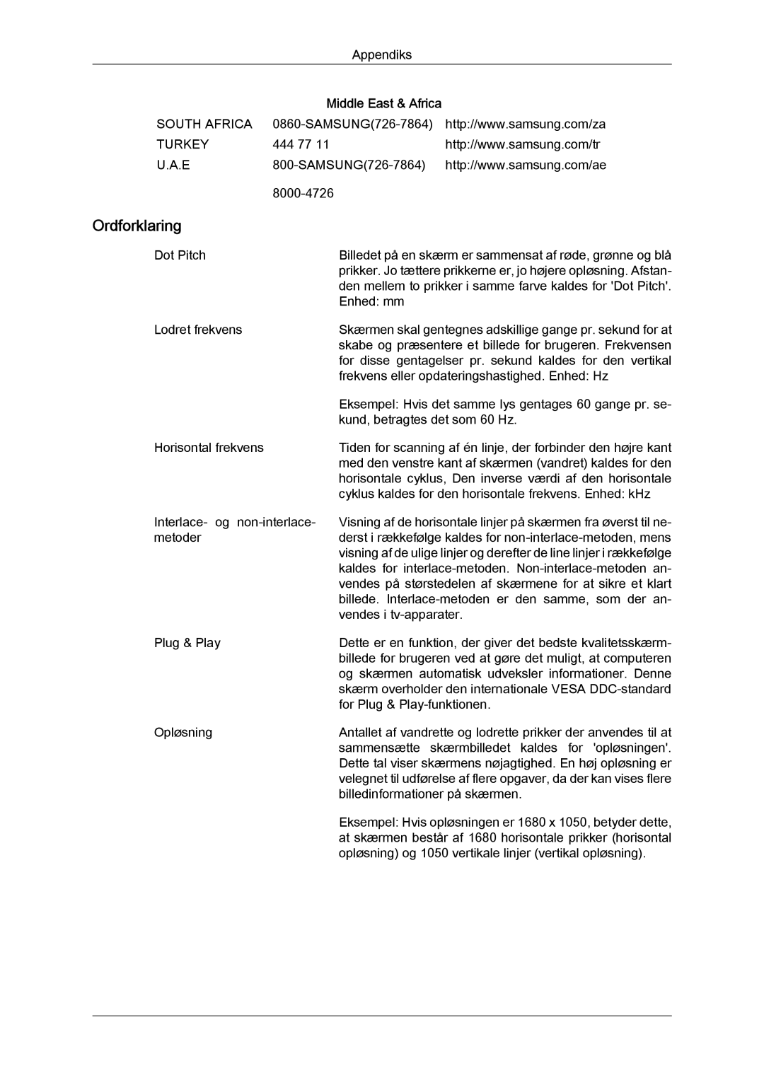 Samsung LS20MYYKBB/EDC, LS22MYYKBB/EDC, LS19MYYKBB/EDC manual Ordforklaring 