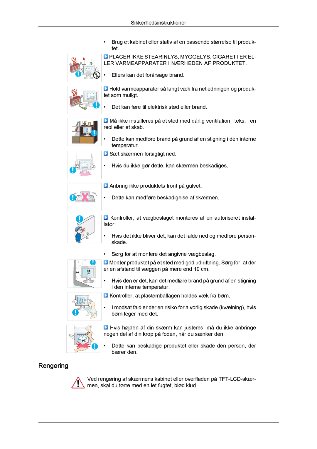 Samsung LS22MYYKBB/EDC, LS20MYYKBB/EDC, LS19MYYKBB/EDC manual Rengøring 