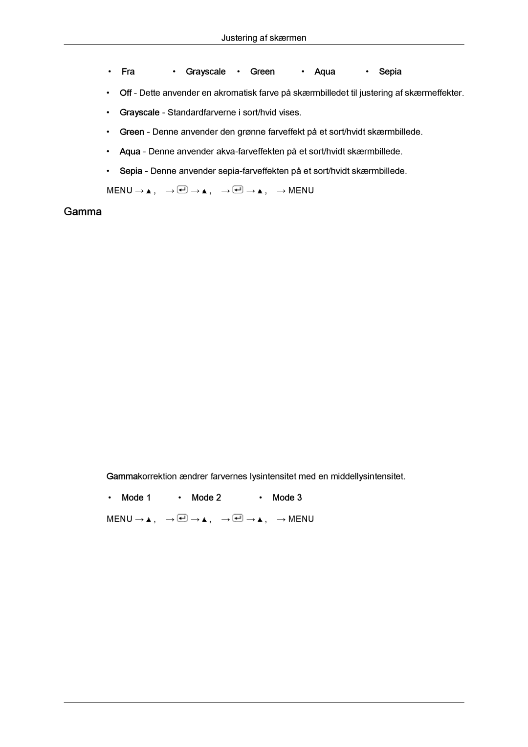 Samsung LS19MYYKBB/EDC, LS20MYYKBB/EDC, LS22MYYKBB/EDC manual Gamma, Fra Grayscale Green Aqua Sepia 