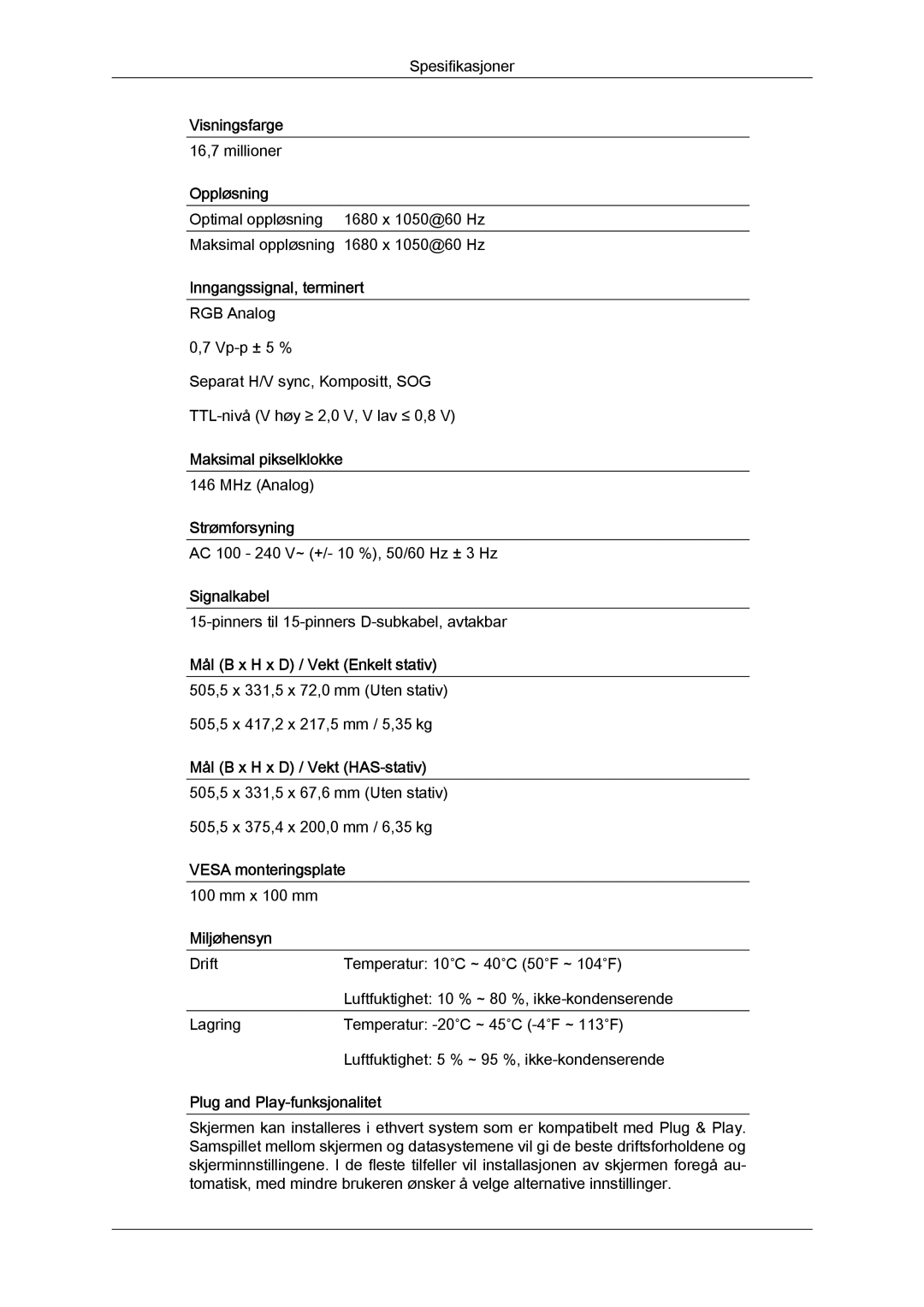 Samsung LS20MYYKBB/EDC, LS22MYYKBB/EDC, LS19MYYKBB/EDC manual Visningsfarge 