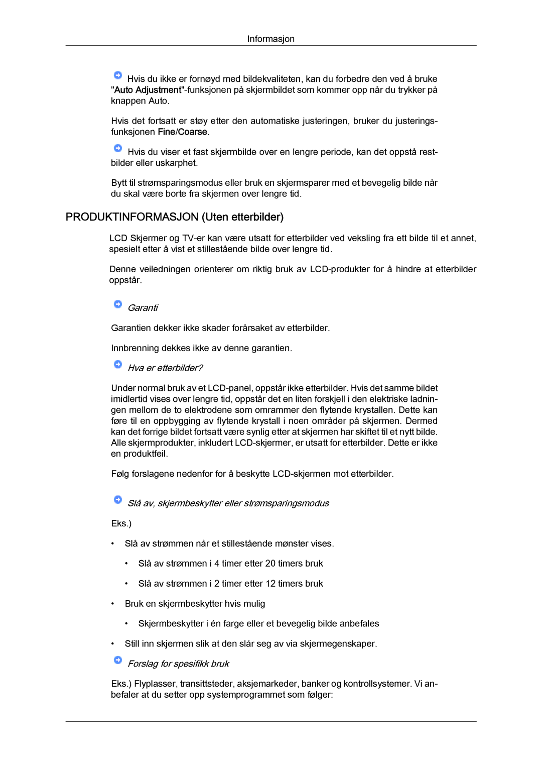 Samsung LS22MYYKBB/EDC, LS20MYYKBB/EDC, LS19MYYKBB/EDC manual Produktinformasjon Uten etterbilder 