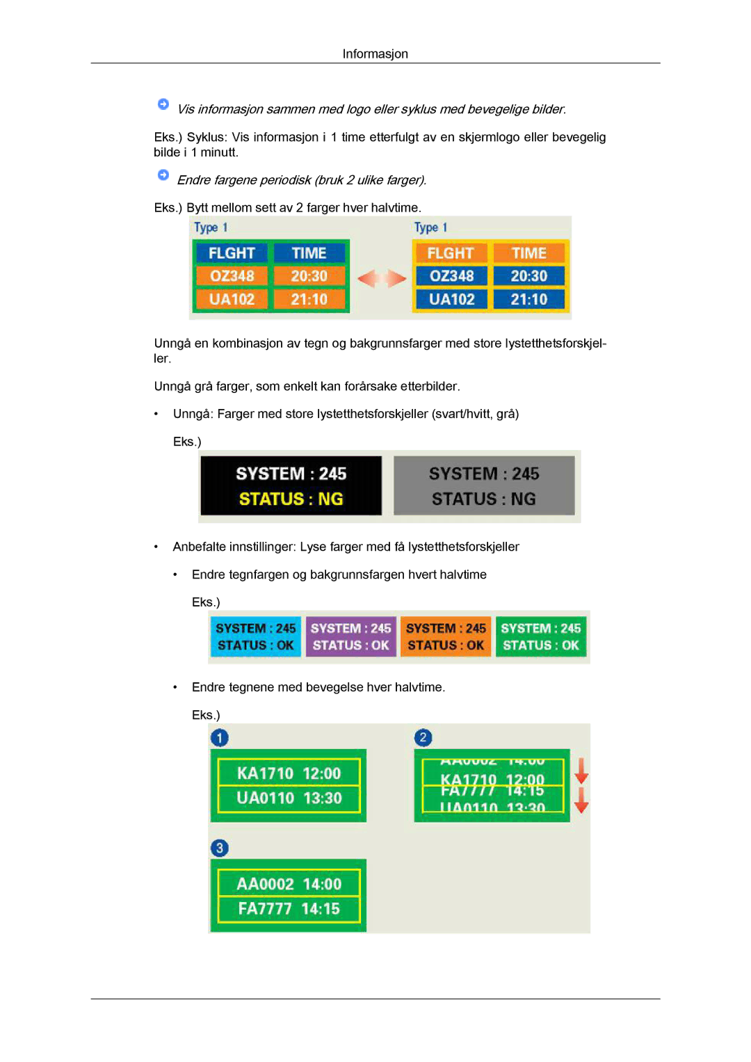 Samsung LS19MYYKBB/EDC, LS20MYYKBB/EDC, LS22MYYKBB/EDC manual Endre fargene periodisk bruk 2 ulike farger 