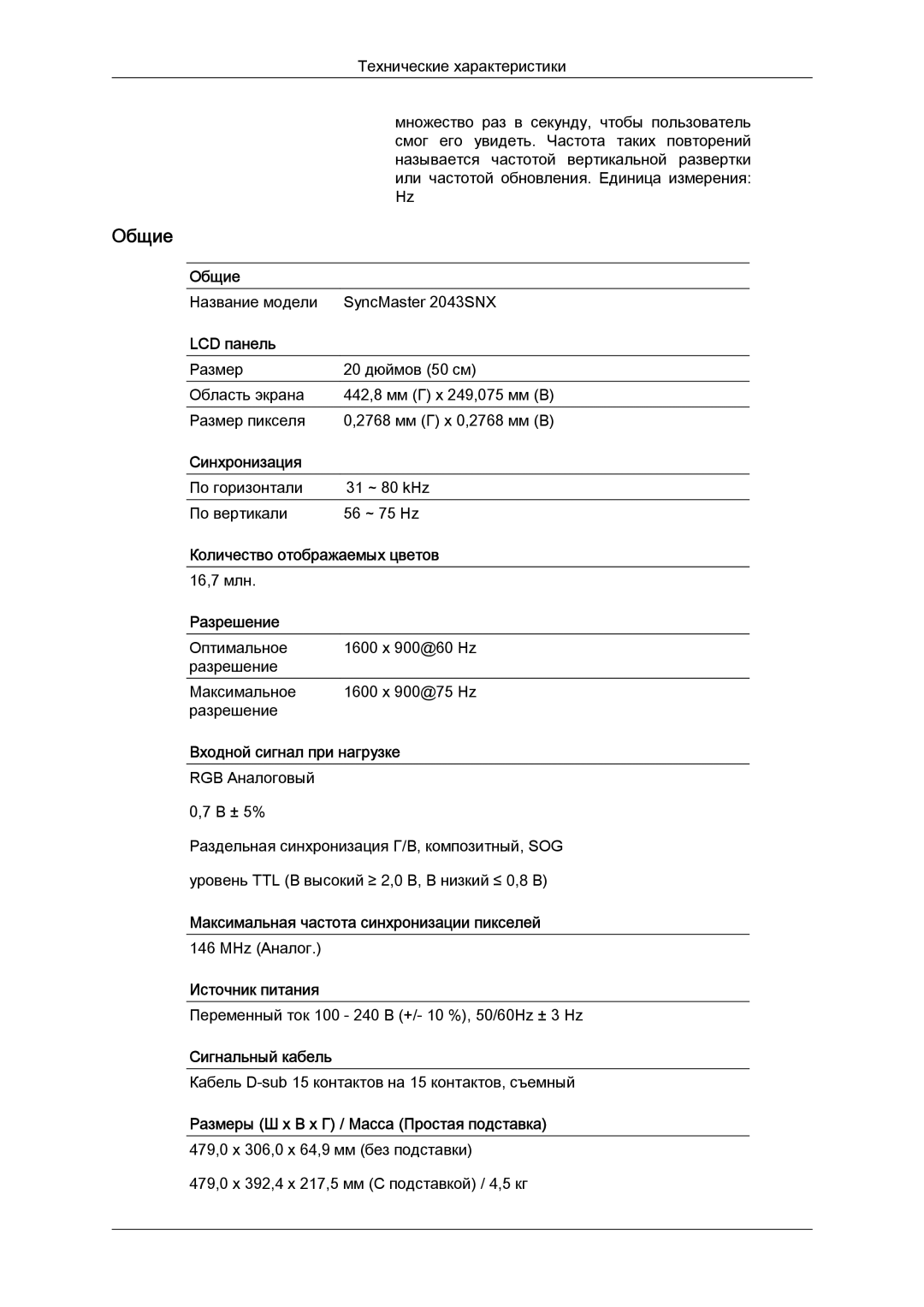 Samsung LS22MYYKBB/EDC, LS20MYYKBB/EDC, LS22MYLKF/EDC, LS19MYYKBBA/EN, LS20MYYKBBA/EN manual Название модели SyncMaster 2043SNX 