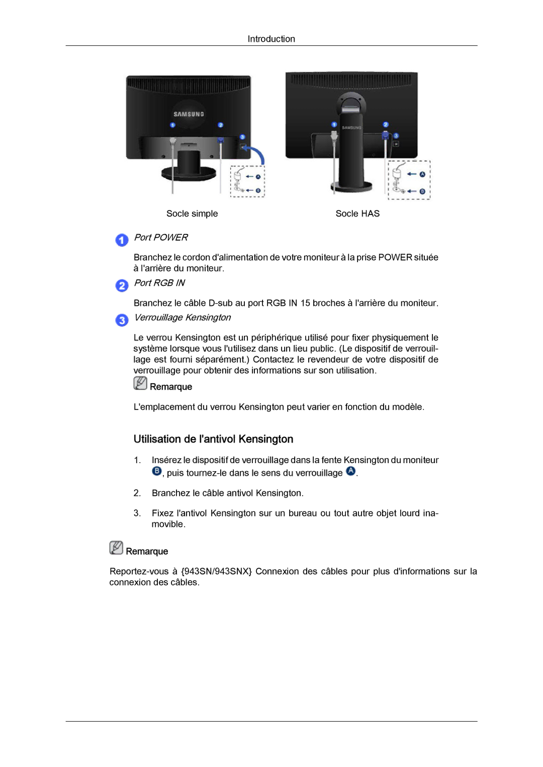 Samsung LS20MYYKBB/EDC, LS22MYYKBB/EDC, LS22MYLKF/EDC, LS20MYYKBBA/EN, LS22MYYKBBA/EN Introduction Socle simple Socle has 