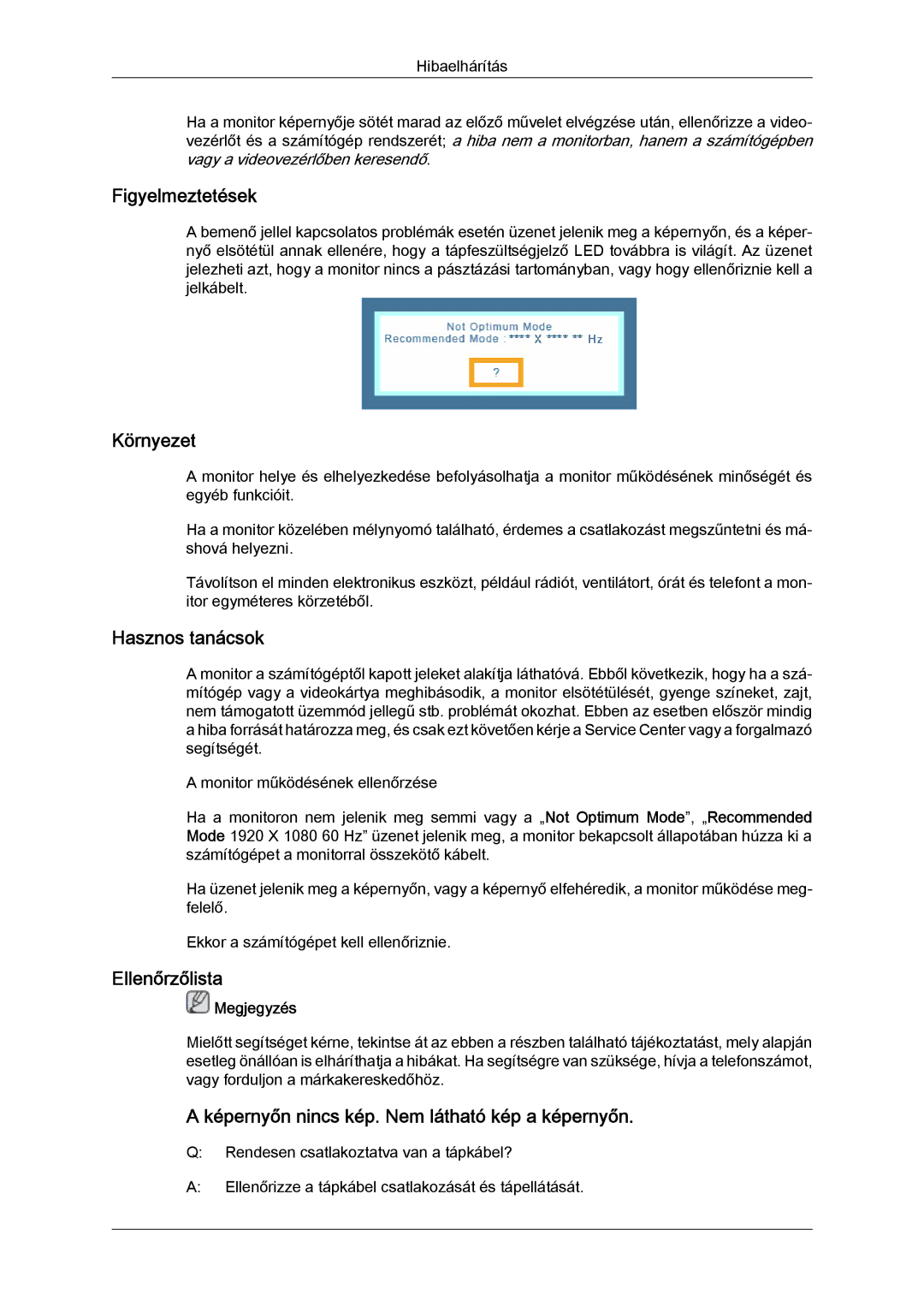 Samsung LS22MYLKF/EDC, LS20MYYKBB/EDC, LS22MYYKBB/EDC, LS20MYYKBBA/EN, LS22MYYKBBA/EN, LS22MYLKFZ/EDC manual Figyelmeztetések 