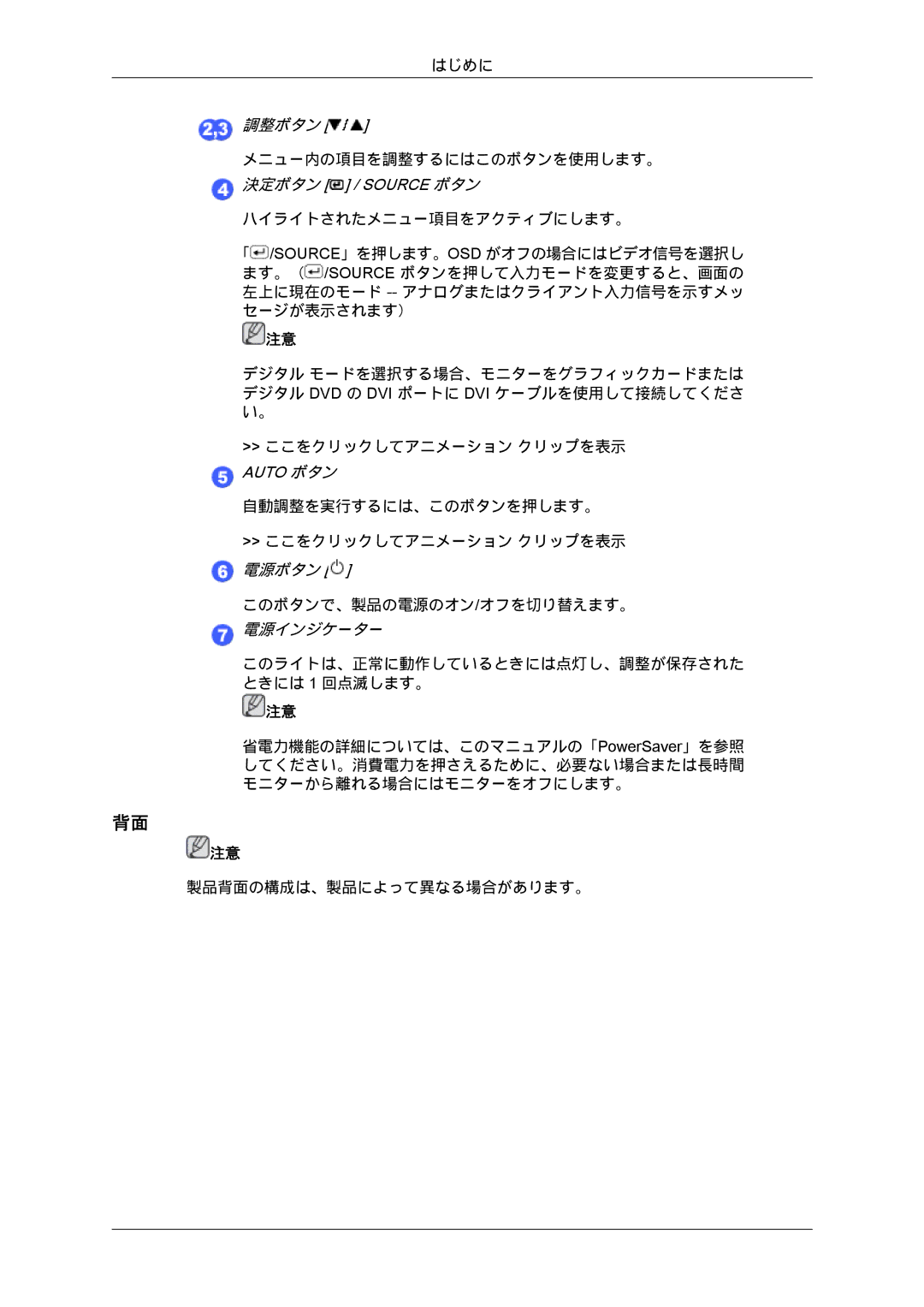 Samsung LS22MYZKBQ/XSJ, LS20MYZKBQ/XSJ manual 調整ボタン 