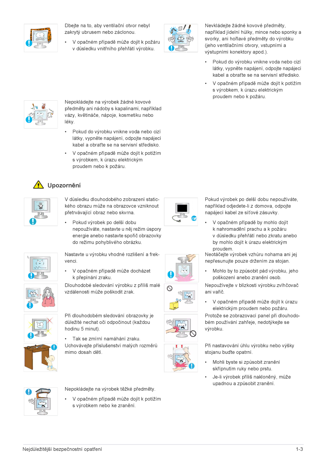 Samsung LS23NVTABW/EN, LS20NVTABW/ZA, LS20NVTABW/EN, LS20NVTAB5/EN, LS23NVTAB5/EN manual Upozornění 