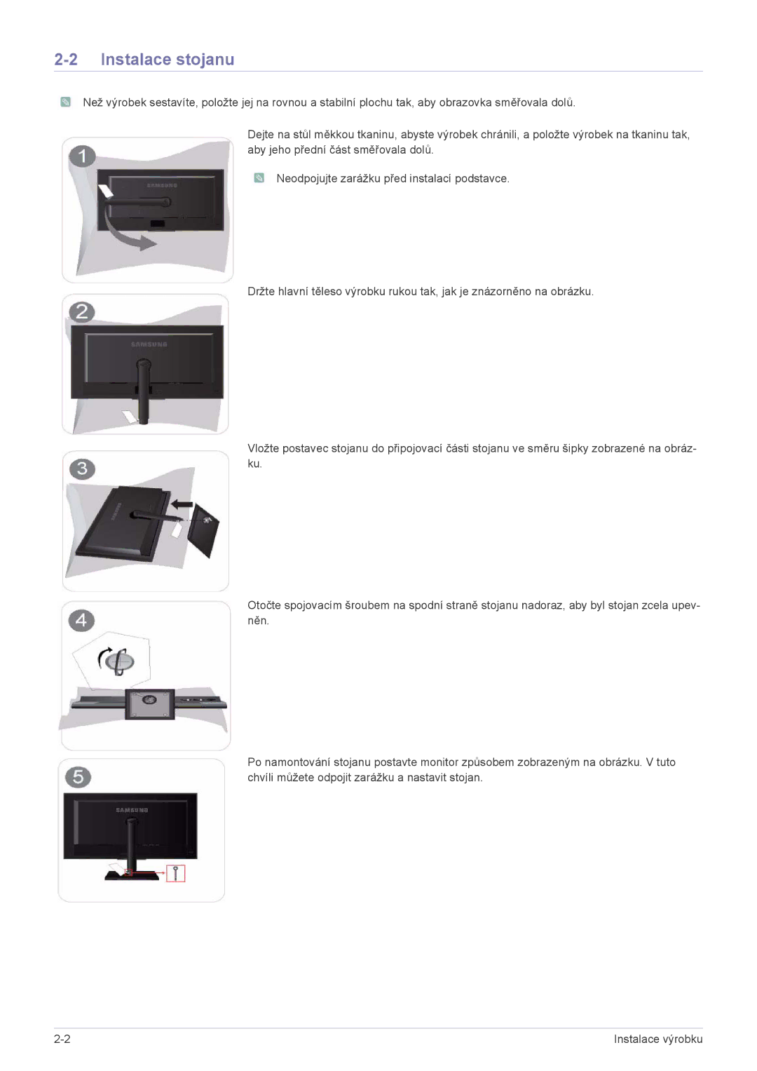 Samsung LS23NVTAB5/EN, LS20NVTABW/ZA, LS23NVTABW/EN, LS20NVTABW/EN, LS20NVTAB5/EN manual Instalace stojanu 