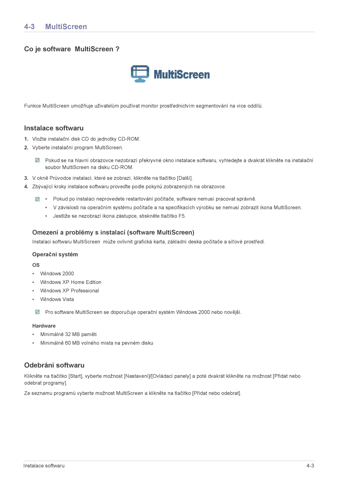 Samsung LS20NVTABW/ZA, LS23NVTABW/EN, LS20NVTABW/EN, LS20NVTAB5/EN, LS23NVTAB5/EN manual Co je software MultiScreen ? 