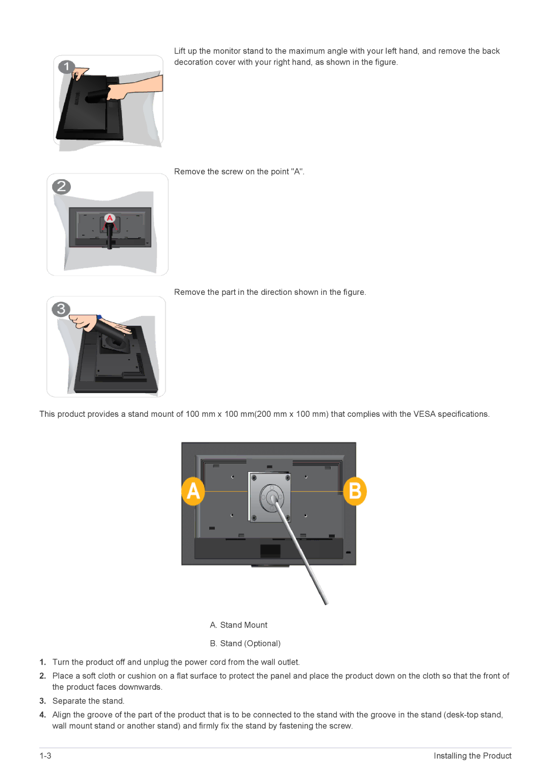 Samsung LS23NVTAB5/EN, LS20NVTABW/ZA, LS23NVTABW/EN, LS23NVTABW/ZA, LS20NVTABW/EN, LS20NVTAB5/EN manual Installing the Product 