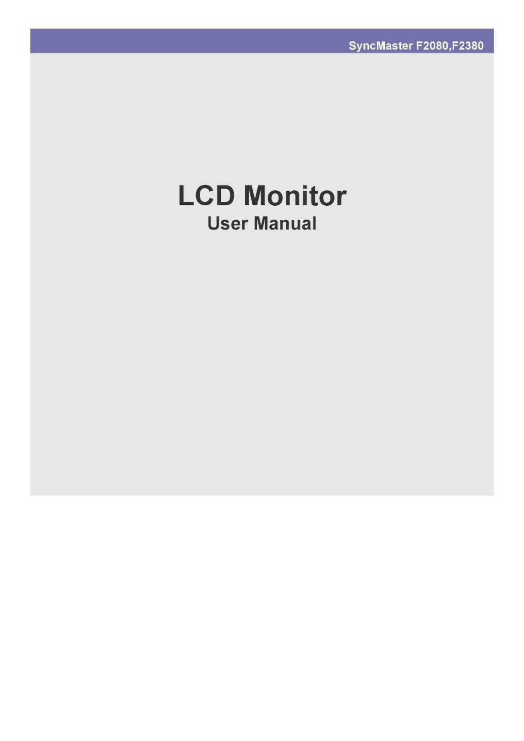 Samsung LS23NVTABW/EN, LS20NVTABW/ZA, LS23NVTABW/ZA, LS20NVTABW/EN, LS20NVTAB5/EN, LS23NVTAB5/EN manual LCD Monitor 