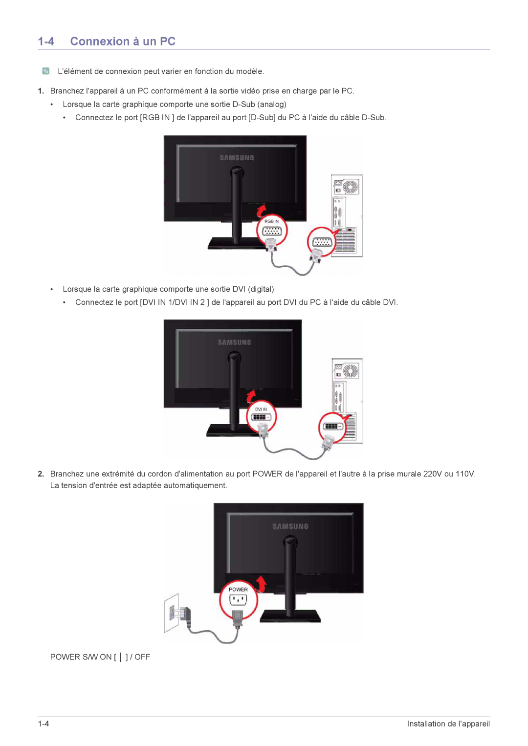 Samsung LS20NVTABW/EN, LS20NVTABW/ZA, LS23NVTABW/EN, LS23NVTABW/ZA manual Connexion à un PC 