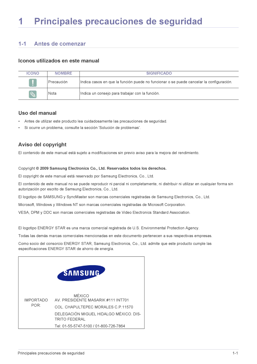 Samsung LS23NVTABW/EN Principales precauciones de seguridad, Antes de comenzar, Iconos utilizados en este manual 