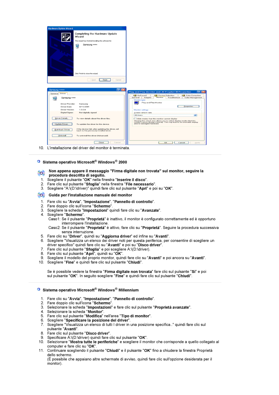 Samsung LS20PMASF/EDC, LS19PMASF/EDC, LS19PMASF6/EDC, LS20PMASF6/EDC manual Scegliere Specificare la posizione del driver 