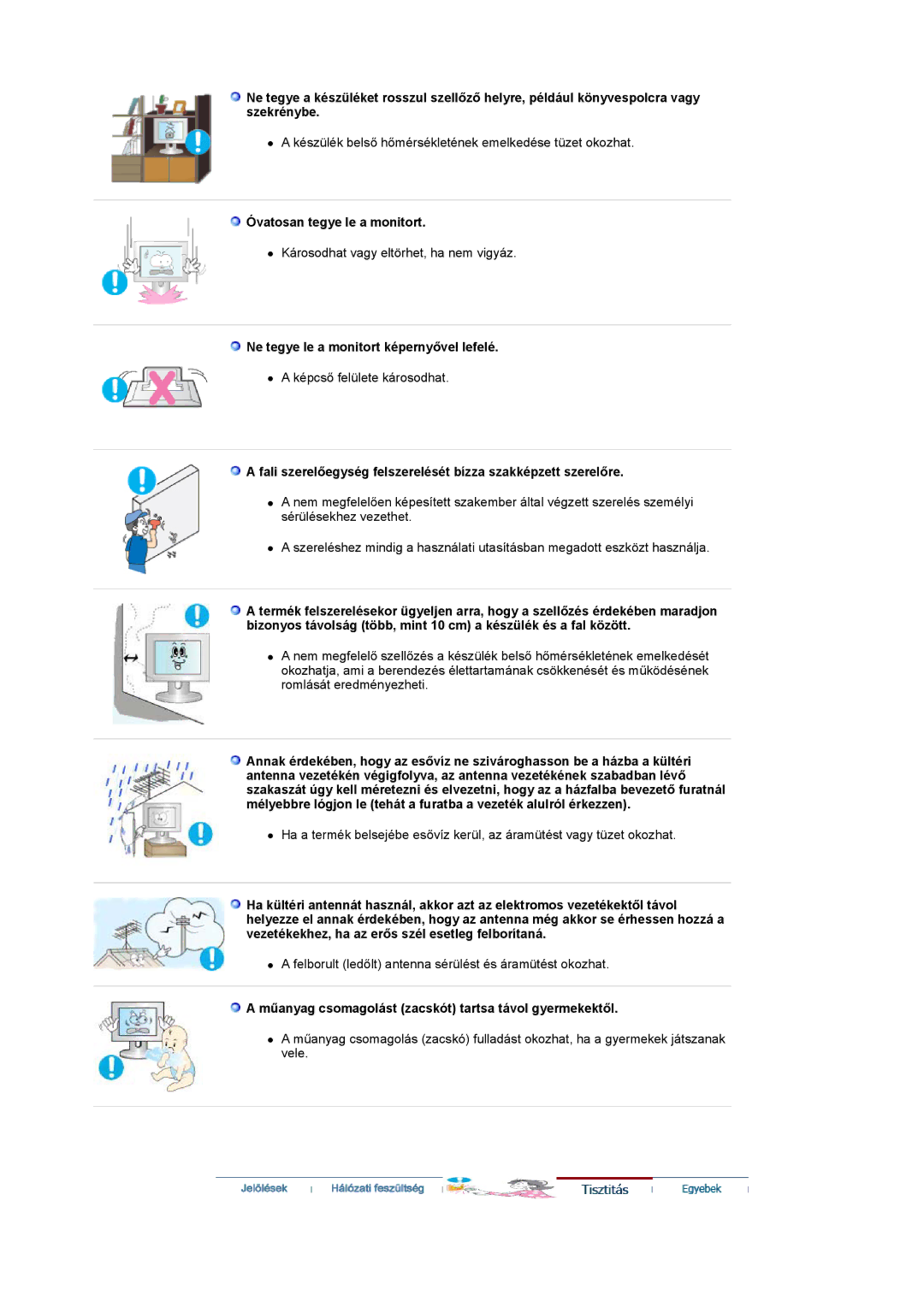 Samsung LS20PMASF/EDC, LS19PMASF/EDC manual Óvatosan tegye le a monitort, Ne tegye le a monitort képernyővel lefelé 