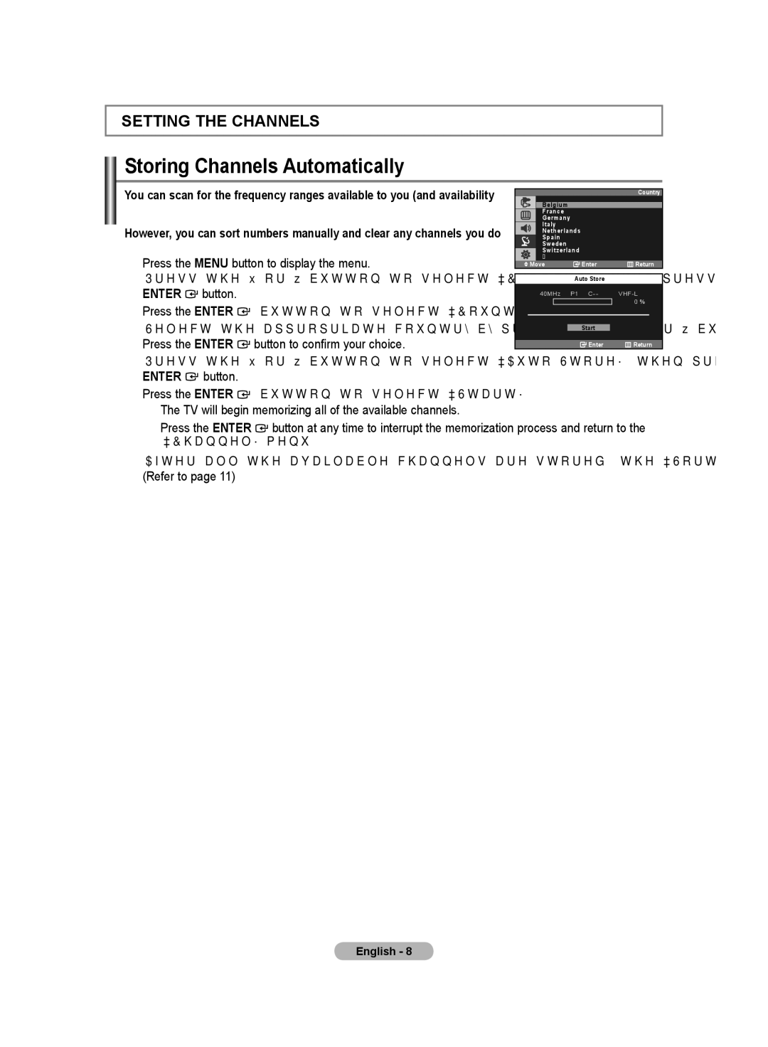 Samsung LS19PMASFT/EDC, LS20PMASF/EDC, LS19PMASF/EDC, LS20PMASFT/EDC manual Storing Channels Automatically 