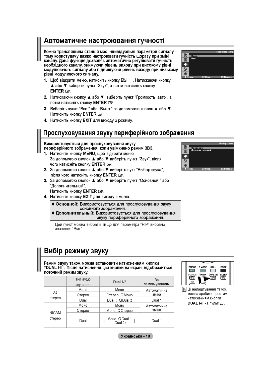 Samsung LS20PMASF/EDC, LS19PMASF/EDC Автоматичне настроювання гучності, Прослуховування звуку периферійного зображення 