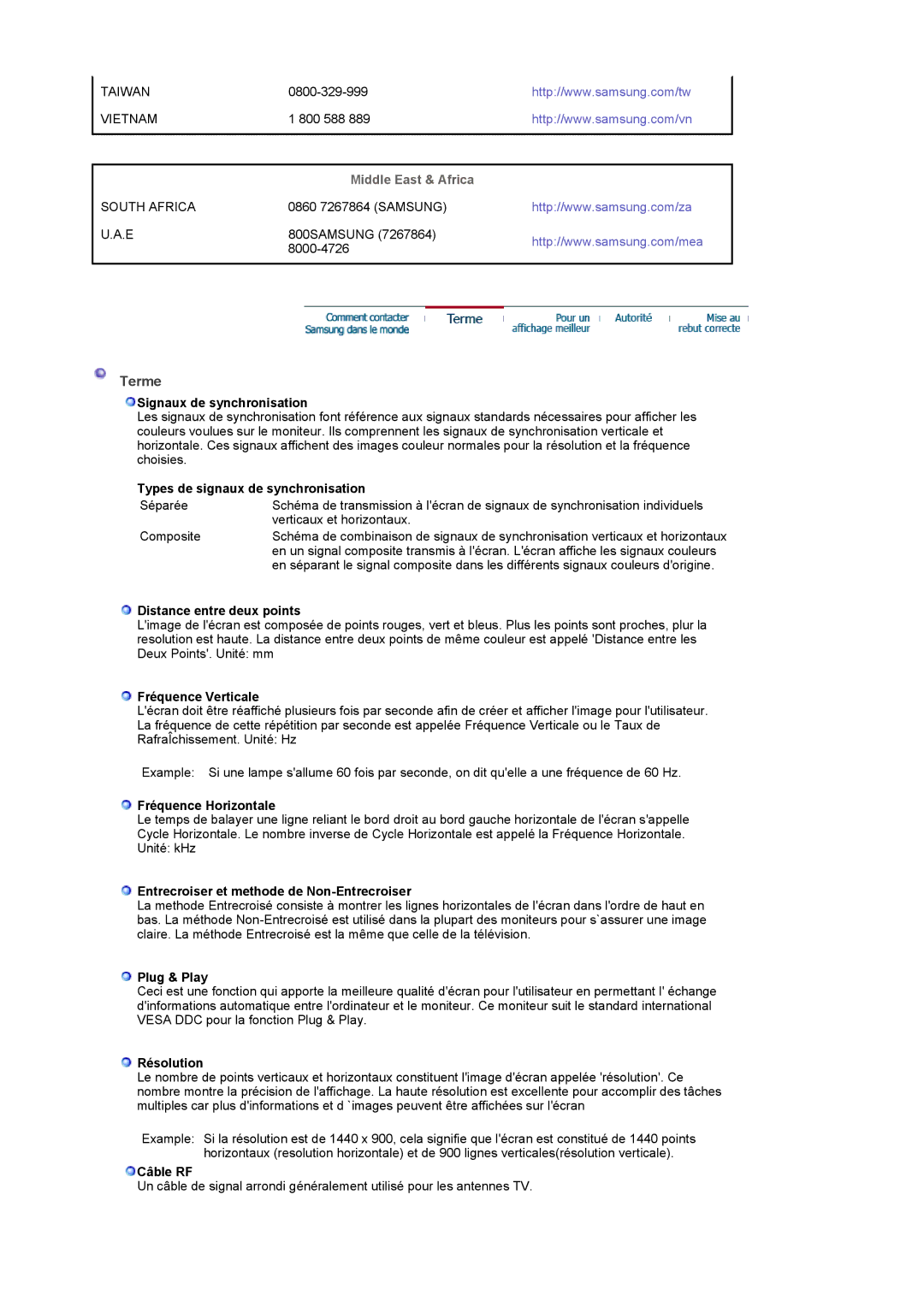 Samsung LS19PMASF/EDC, LS20PMASF/EDC manual Terme 