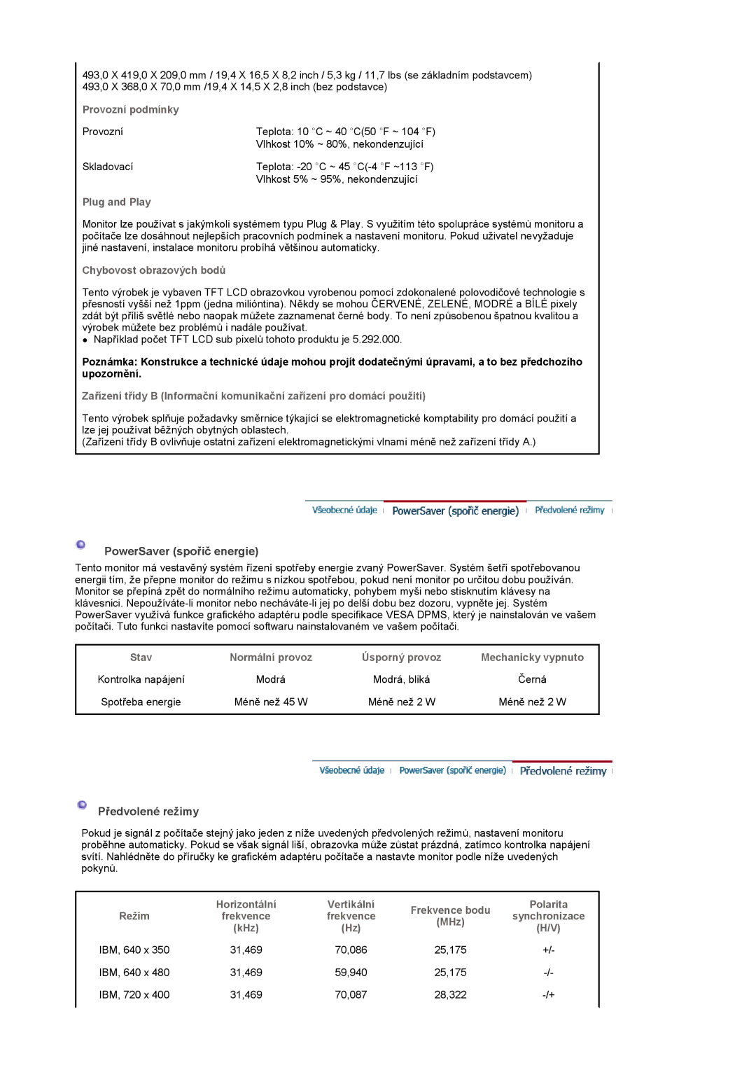 Samsung LS20PMASF/EDC, LS19PMASF/EDC manual PowerSaver spořič energie 