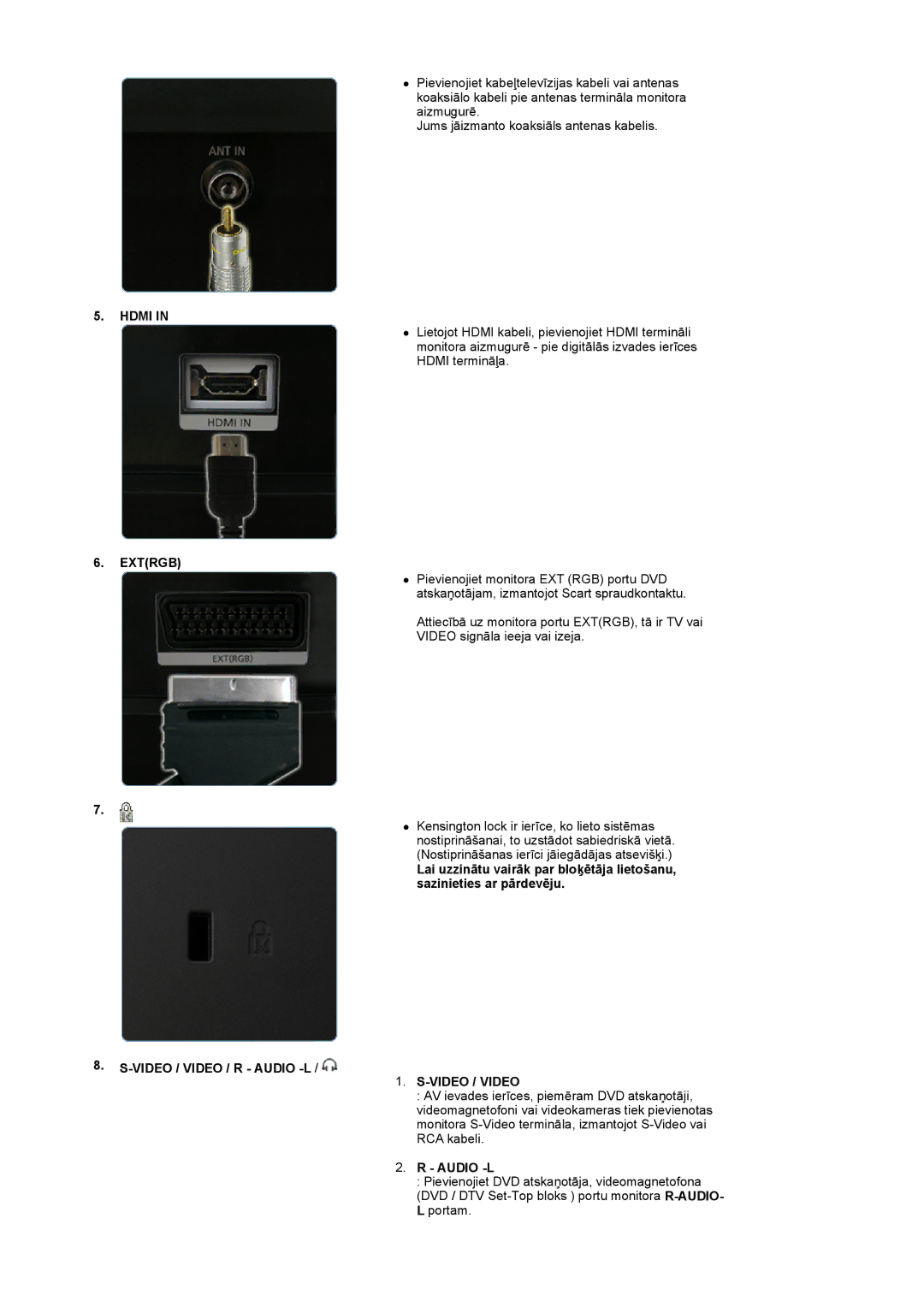 Samsung LS19PMASF/EDC, LS20PMASF/EDC manual Hdmi, Extrgb, Video / Video, Audio -L 