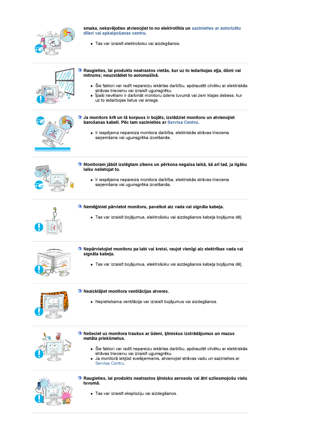 Samsung LS19PMASF/EDC, LS20PMASF/EDC manual Neaizklājiet monitora ventilācijas atveres 