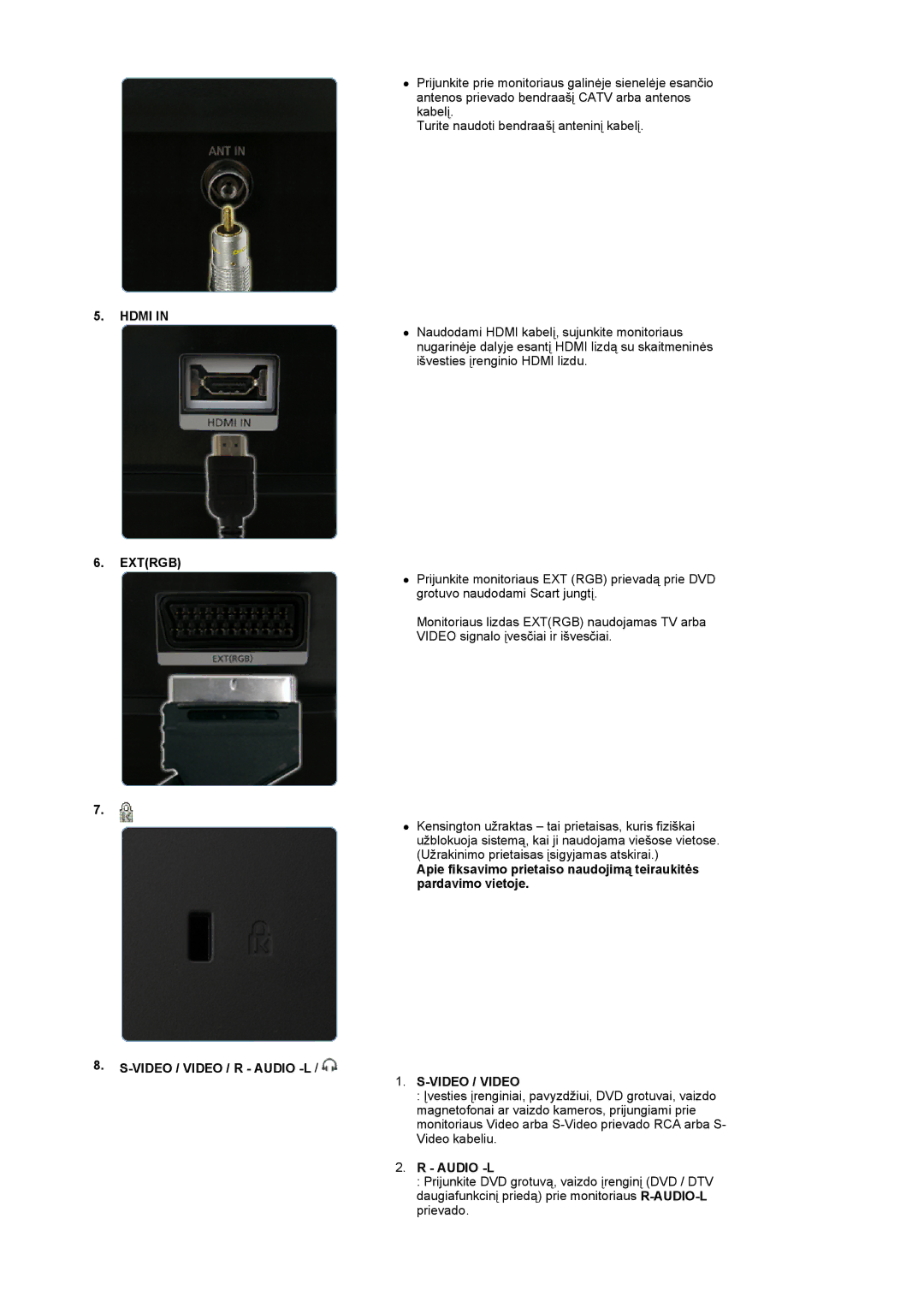 Samsung LS19PMASF/EDC, LS20PMASF/EDC manual Hdmi, Extrgb, Video / Video, Audio -L 