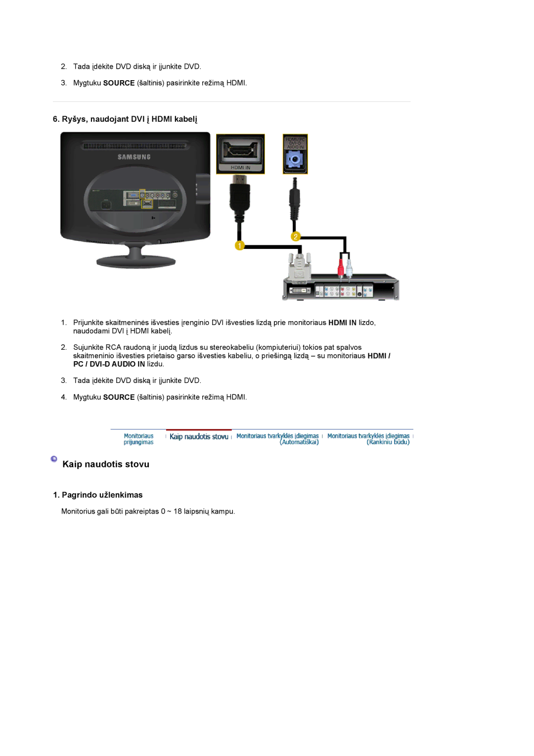 Samsung LS19PMASF/EDC, LS20PMASF/EDC manual Kaip naudotis stovu 