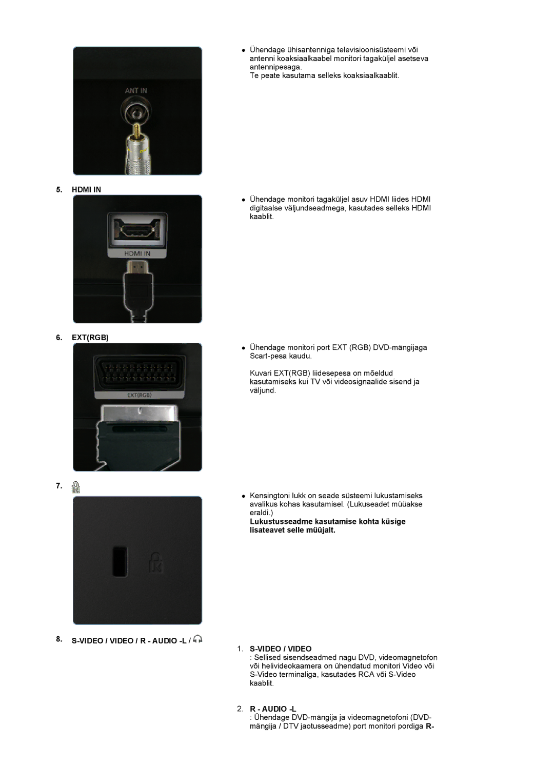 Samsung LS19PMASF/EDC, LS20PMASF/EDC manual Hdmi, Extrgb, Video / Video, Audio -L 