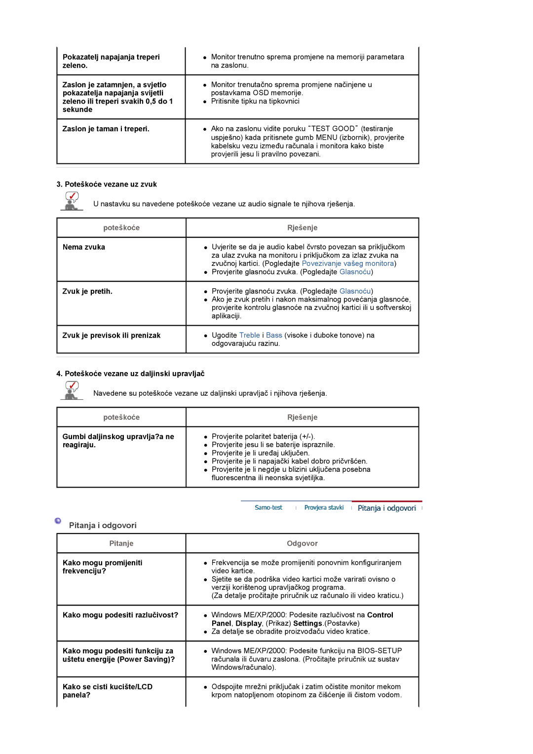 Samsung LS20PMASF/EDC, LS19PMASF/EDC manual Pitanja i odgovori 