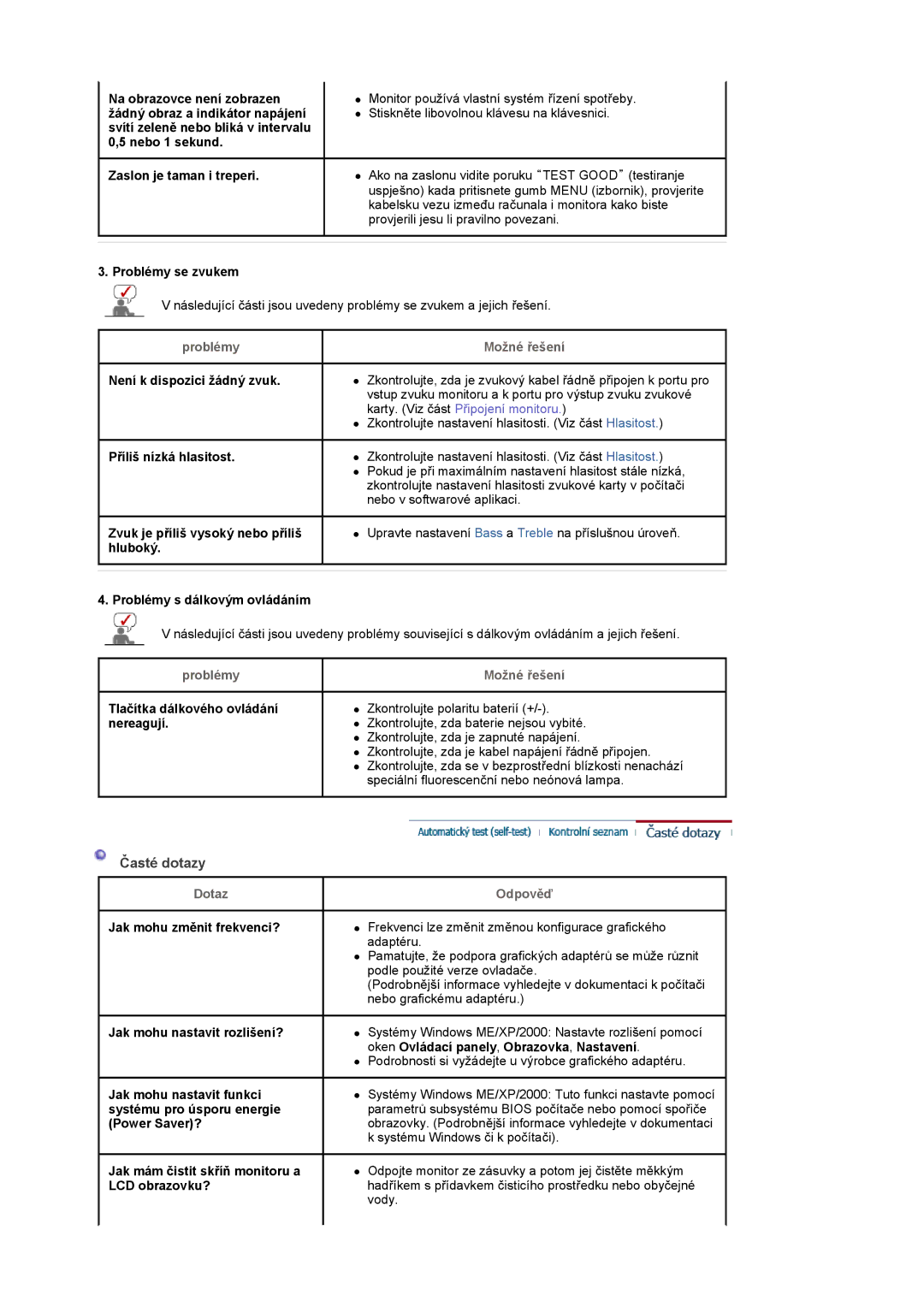 Samsung LS20PMASF/EDC manual Odpověď 