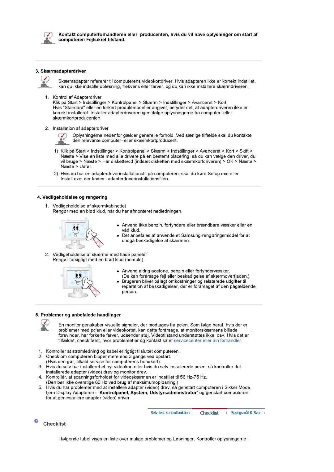 Samsung LS20PMASF/EDC manual Checklist 