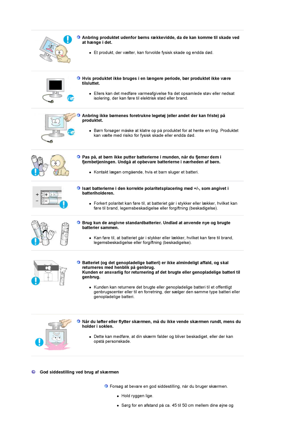 Samsung LS20PMASF/EDC manual God siddestilling ved brug af skærmen 