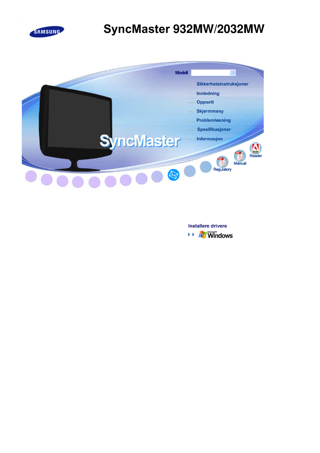 Samsung LS20PMASF/EDC manual SyncMaster 932MW/2032MW 