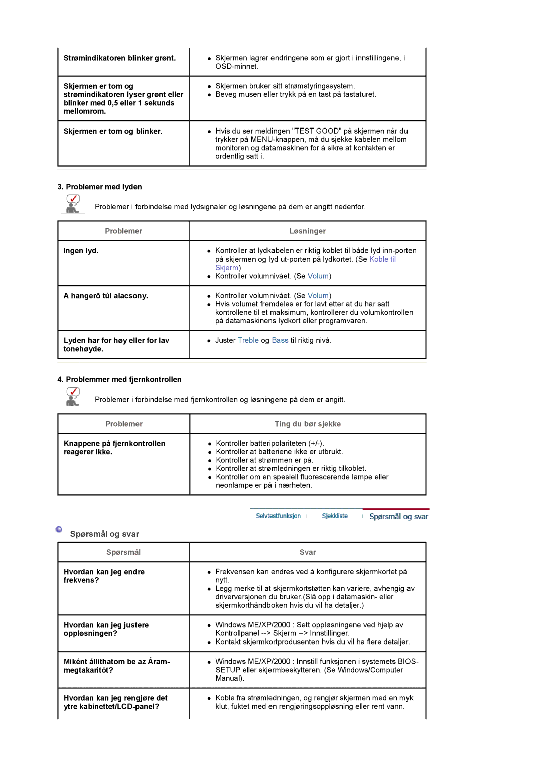 Samsung LS20PMASF/EDC manual Skjerm 