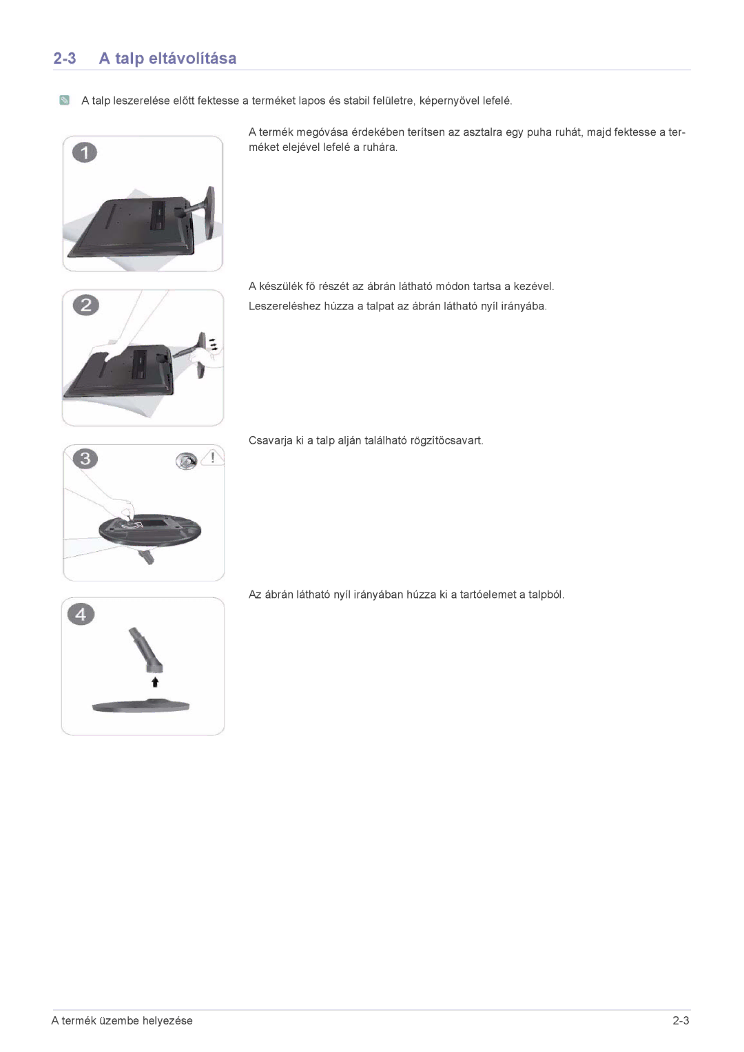 Samsung LS22PUYKFZHEN, LS20PUZKF/EN, LS22PUYKFHEN, LS22PUKKF/EN, LS22PUYKF/EN, LS19PUYKF/EN, LS23PUHKF/EN Talp eltávolítása 