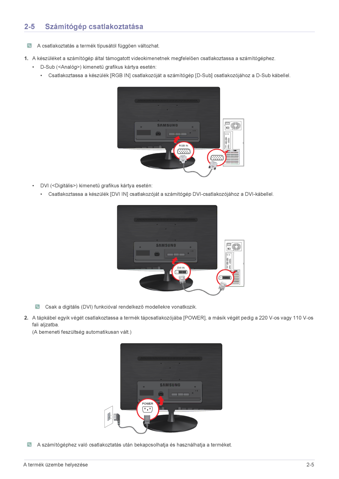 Samsung LS20PUZKF/EN, LS22PUYKFHEN, LS22PUKKF/EN, LS22PUYKF/EN, LS19PUYKF/EN, LS23PUHKF/EN manual Számítógép csatlakoztatása 