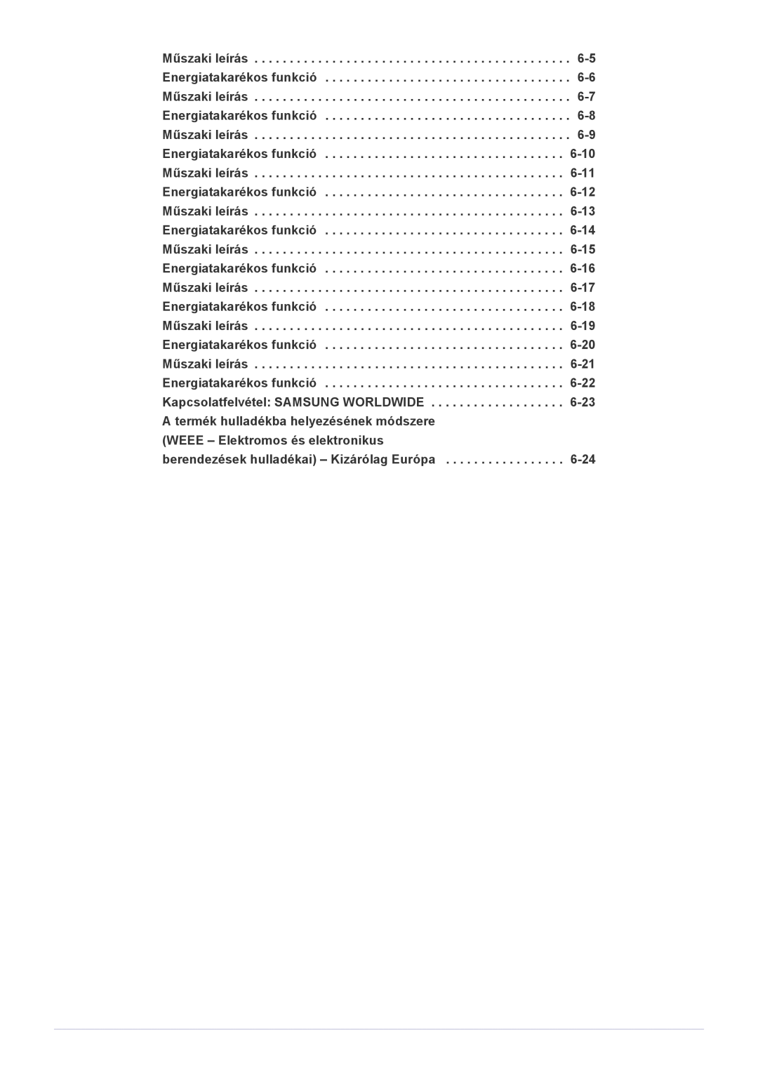 Samsung LS22PUYKF/EN, LS20PUZKF/EN, LS22PUYKFHEN, LS22PUKKF/EN, LS19PUYKF/EN manual Műszaki leírás Energiatakarékos funkció 