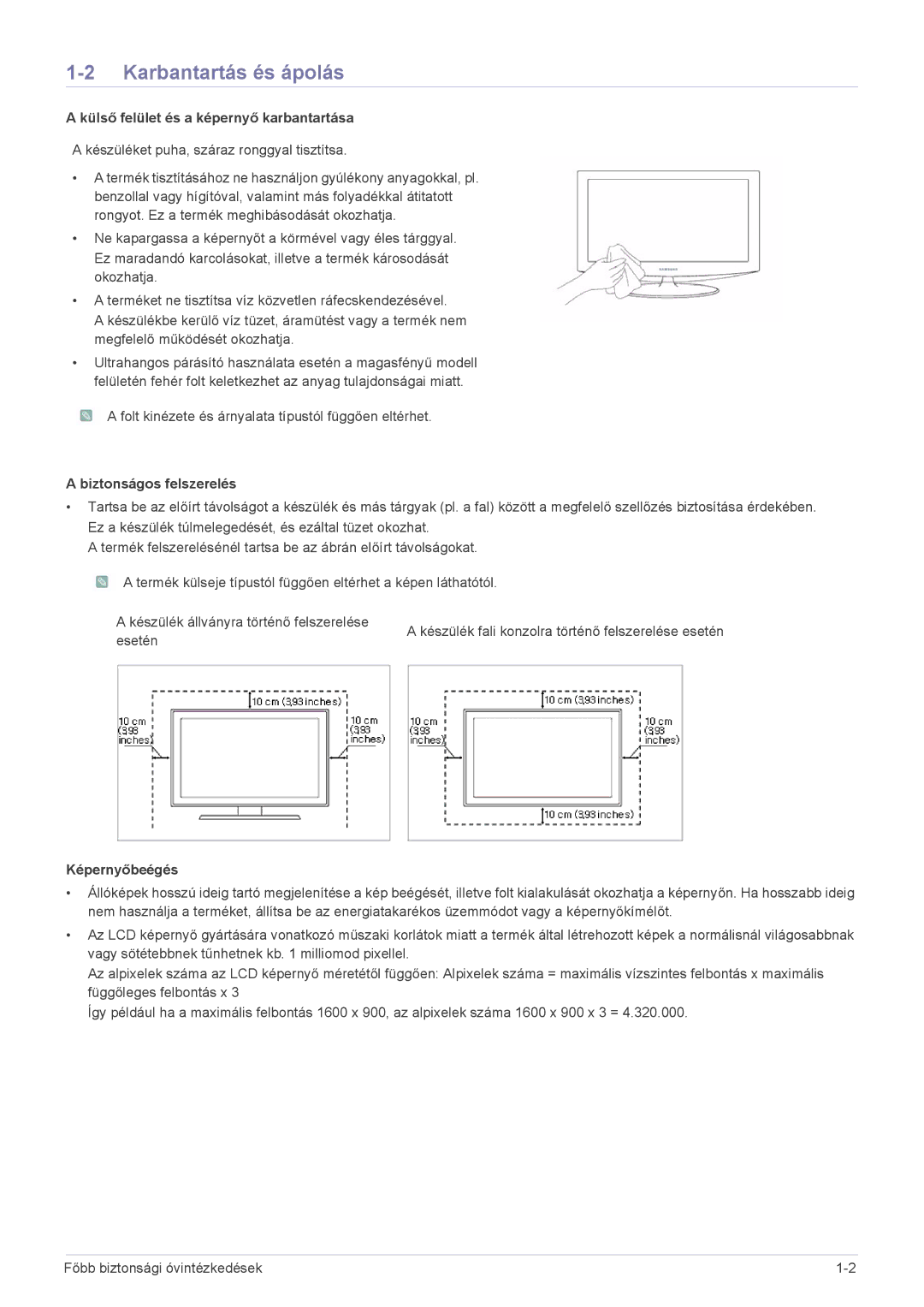 Samsung LS23PUHKF/EN, LS20PUZKF/EN, LS22PUYKFHEN manual Karbantartás és ápolás, Külső felület és a képernyő karbantartása 